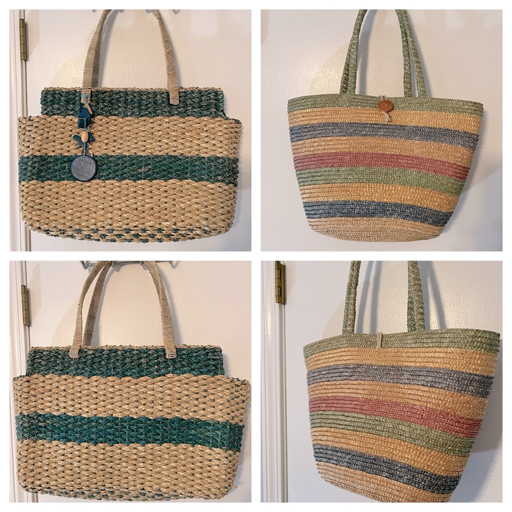 Bundle of 2 Colorful Striped Beach Bags ☀️
